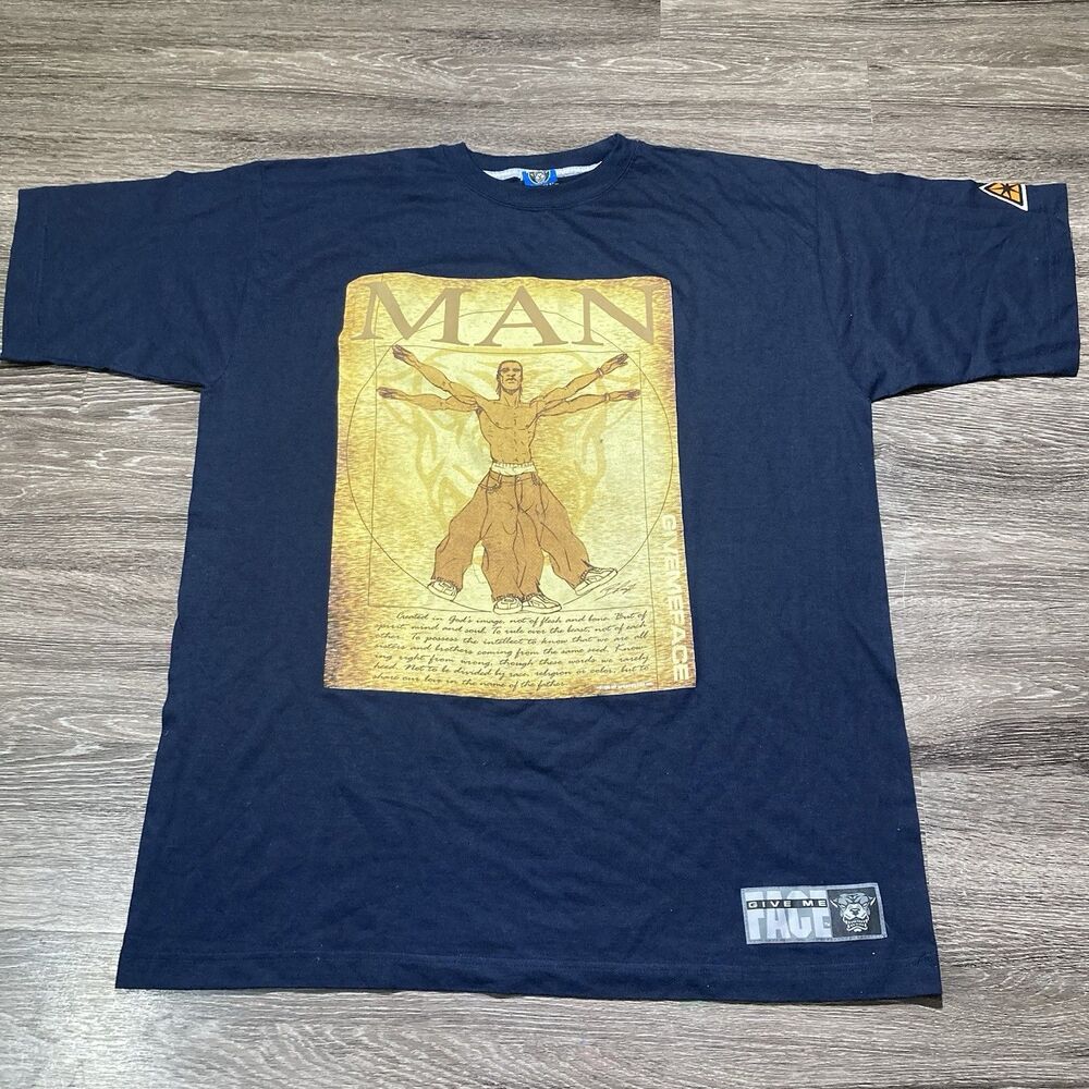 Vintage Give Me Face Vitruvian Shirt Mens XL Y2K